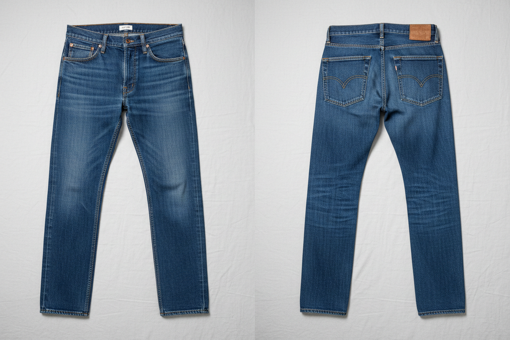 Men's jeans front and back view