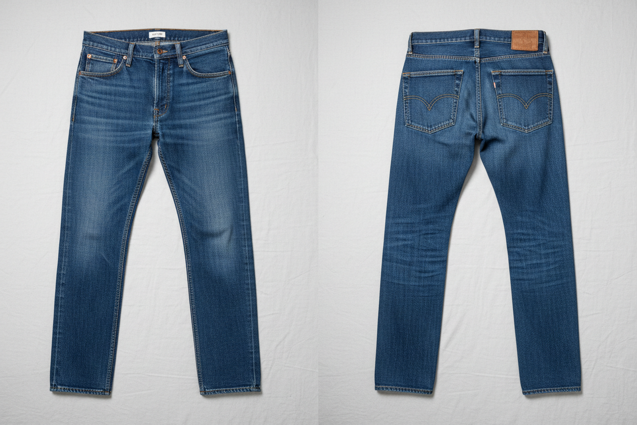 Men's jeans front and back view