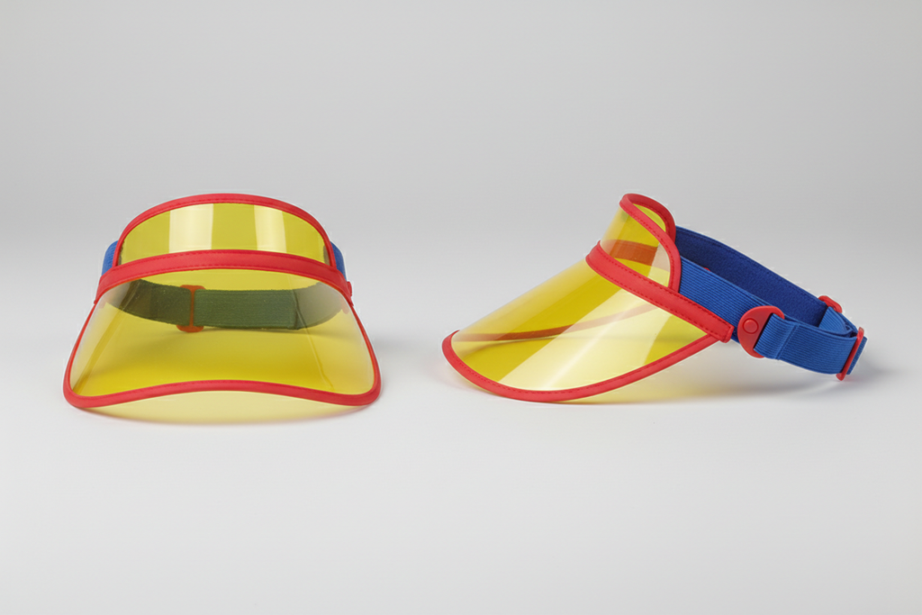 Adjustable beach visor front and side view