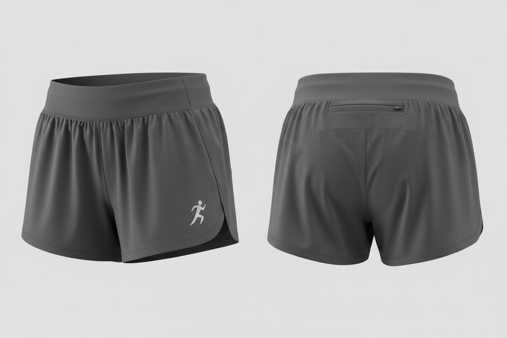 Women's running shorts front and back view